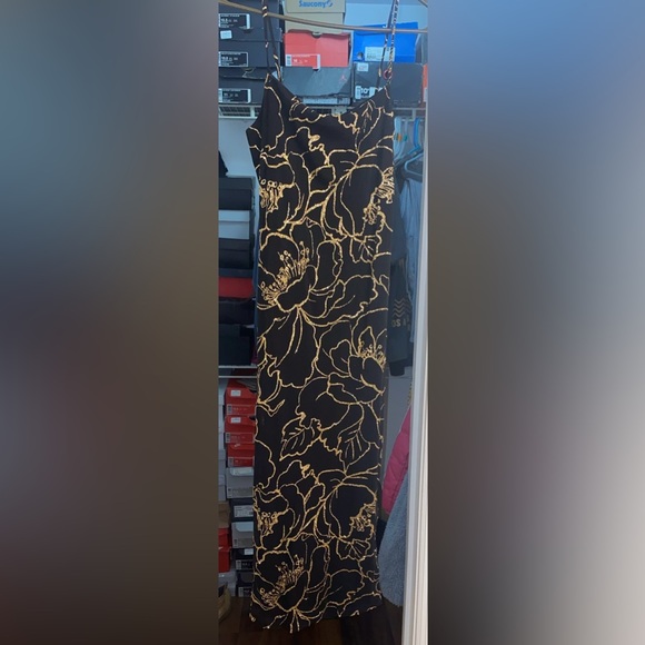 Spaghetti strap dress black and gold glitter - Picture 2 of 4